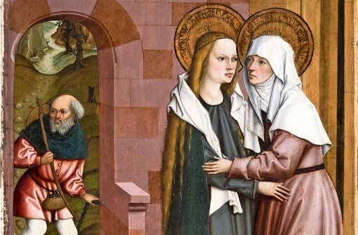 Flügelmalerei des Wengenaltars: Heimsuchung – Maria und Elisabeth Foto: Ulmer Museum