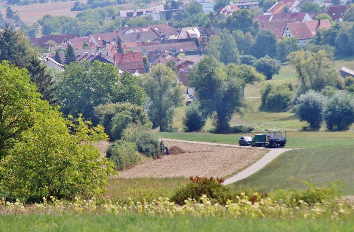 In diesem Ackerbereich westlich von Leonberg-Gebersheim wurde die Fliegerbombe gefunden.