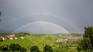 Ein Doppelregenbogen erscheint nur selten am Stuttgarter Himmel. Foto: 7aktuell.de/Simon Adomat