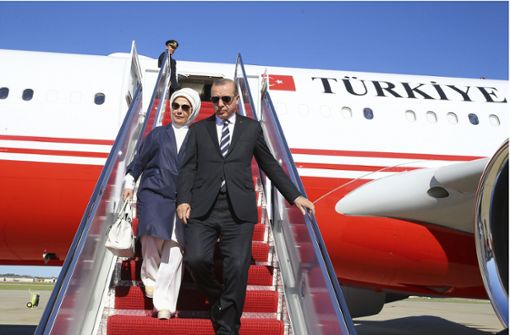 Präsident Erdogan fordert die Bezeichnung „Türkiye“ – wie sie auf diesem Flugzeug steht –   in allen Sprachen. Foto: dpa