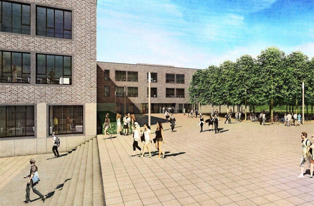 Kein abgesperrter Schulhof: Schulgelände und öffentlicher Raum sollen in Freiberg ineinander übergehen. Foto: mvm+starke architekten