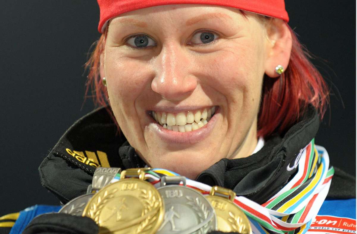 Die ehemalige Biathletin Kati Wilhelm ist eine der erfolgreichsten Olympiateilnehmerinnen Deutschlands.