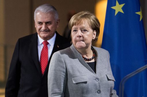 Angela Merkel und Binali Yildirim treten nach ihrem Treffen vor die Presse. Foto: dpa