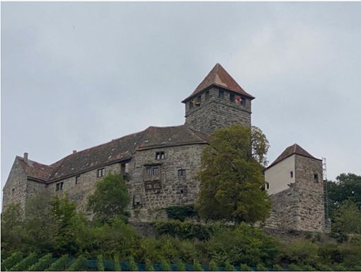 Der Verputz des rechtes Turm sticht dem Betrachter der Burg Lichtenberg ins Auge. Foto: Archiv (dpa)