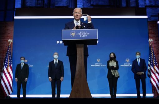 Der zukünftige US-Präsident Joe Biden stellte in Wilmington Teile seines Kabinetts vor. Foto: AP/Carolyn Kaster
