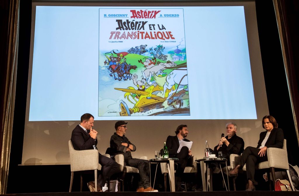Die Cover-Vorstellung des 37. Asterix-Bands „Asterix in Italien“. Foto: AFP