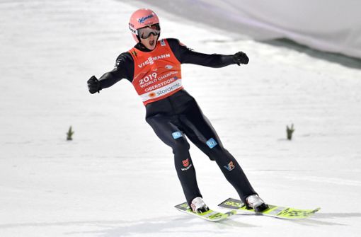 Hatte bei der Nordischen Ski-WM in Oberstdorf reichlich Grund zum Jubeln – Skispringer Karl Geiger war ein fleißiger Medaillensammler. Foto: imago//Frank Hörmann