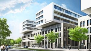 Das zukünftige Gesicht des Klinikums Stuttgart an der Kriegsbergstraße. Animation: Arcass Freie Architekten BDA Stuttgart und Niclas Brand, Hamburg Foto:  