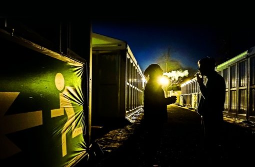 Die Zeltstadt beim Reitstadion bei Nacht. Foto: Lichtgut/Max Kovalenko