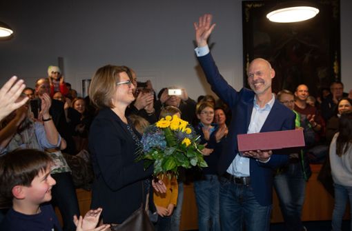 Strahlender Wahlsieger – Pascal Bader wird als Oberbürgermeister ins Kirchheimer Rathaus einziehen. Foto: Horst Rudel/Horst Rudel