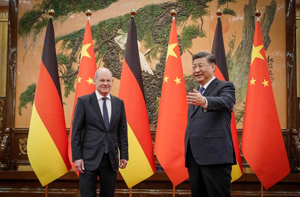 Umstrittene Reise: Bundeskanzler Olaf Scholz in China. Foto: AFP/Kay  Nietfeld