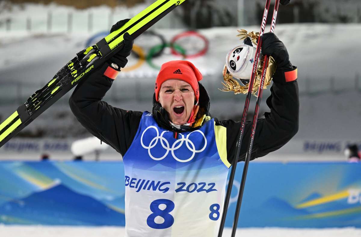 Denise Herrmann musste zittern doch im Schlussspurt verlieren ihre Kontrahentinnen die Nerven und sie gewinnt Gold. Klicken Sie sich durch, für die  Riege der deutschen Biathlon-Olympiasiegerinnen.