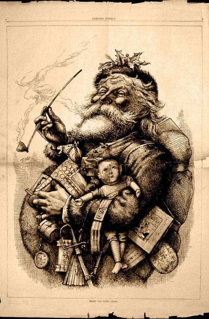 Der echte Santa: Holzschnitt „Merry Old Santa Claus“ von Thomas Nast in „Harper’s Weekly“,  881.