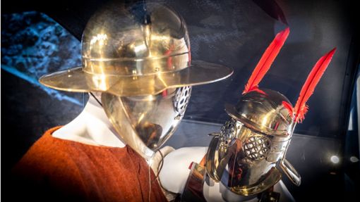 Römische Helme  im Ausstellungsraum des LVR-Römer-Museums im Archäologischen Park in Xanten. Foto: Imago/FunkeFoto Services