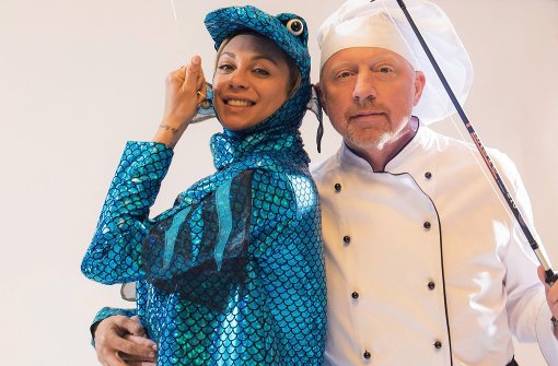 Macht offenbar fast alles mit: Boris Becker mit Ehefrau Lilly bei vermeintlichen Werbeaufnahmen. Foto: dpa