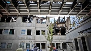 Raub der Flammen: Das Asylantenheim in Sillenbuch im August 2012 Foto: Peter-Michael Petsch
