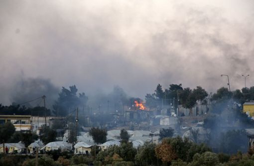 Das Feuer war vergangene Woche in der Nähe des Flüchtlingslagers ausgebrochen. Foto: dpa/Panagiotis Balaskas