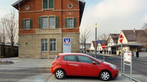 Der Stellplatz des neuen StadtMobil-Fahrzeug am Freiberger Bahnhof Foto: Stadtmobil