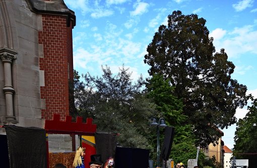 Für die Kinder hat das  Puppentheater Tredeschin auf dem Lukasplatz das  Grimmsche Märchen Rumpelstilzchen aufgeführt. Foto: Saskia Drechsel