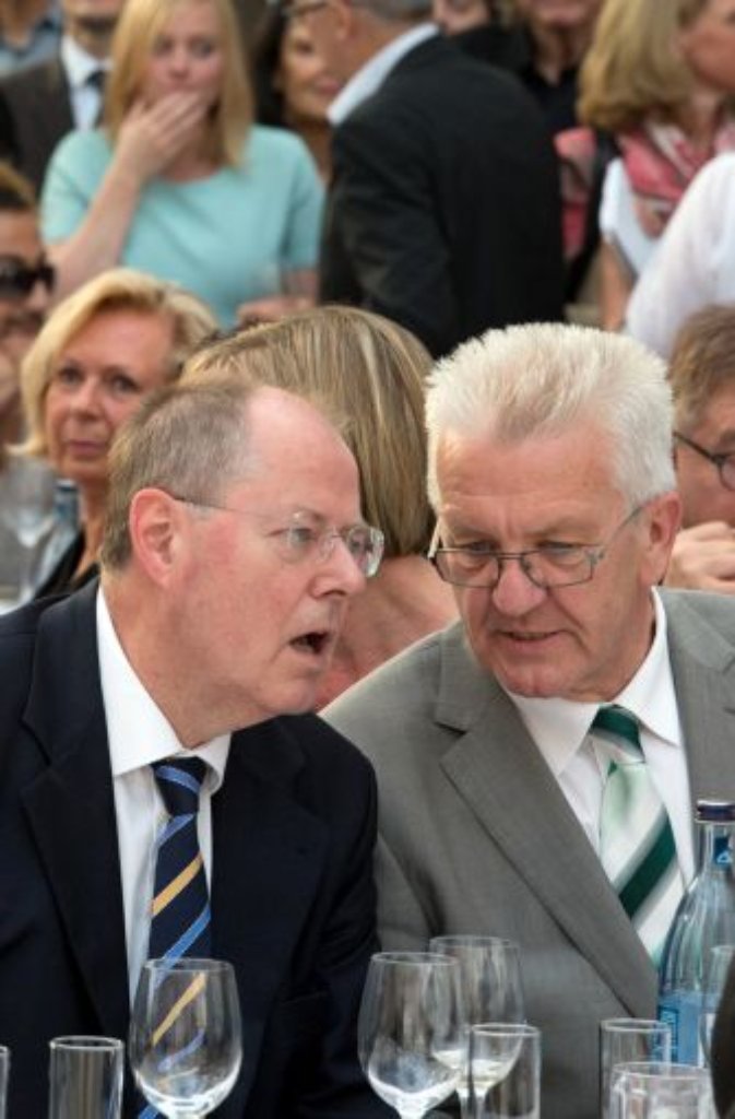 SPD-Kanzlerkandidat Peer Steinbrück (links) und Ministerpräsident Winfried Kretschmann
