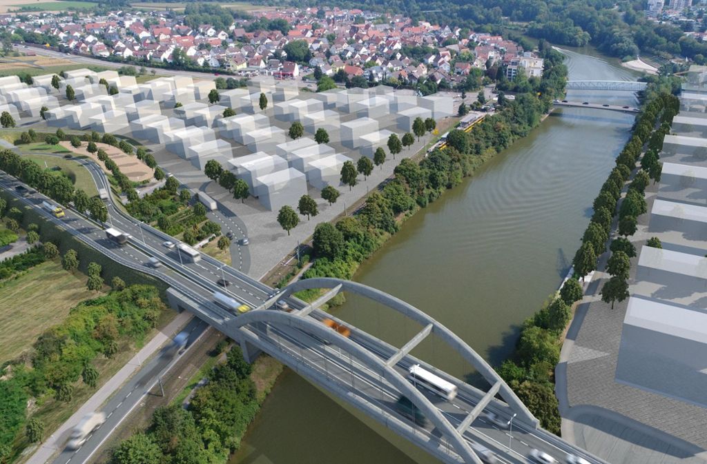 So stellt sich die Bürgerinitiative „Wir für morgen“ die geplante neue Neckarbrücke in Remseck vor....
