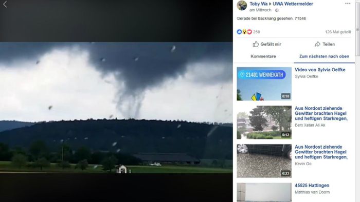 Tornado-Verdacht in Backnang