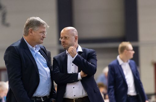 Andreas Kalbitz (rechts) mit Parteichef Jörg Meuthen. Foto: dpa-Zentralbild