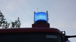 Mann rast mit altem Rettungswagen und Blaulicht über A61