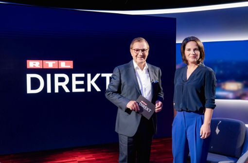 Premiere bei RTL: Moderator Jan Hofer mit der Kanzlerkandidatin der Grünen, Annalena Baerbock Foto: dpa/Markus Nass