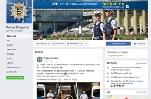 Auch auf Facebook zählte die Stuttgarter Polizei zu den Pionieren in ihren Reihen. Foto: STZN