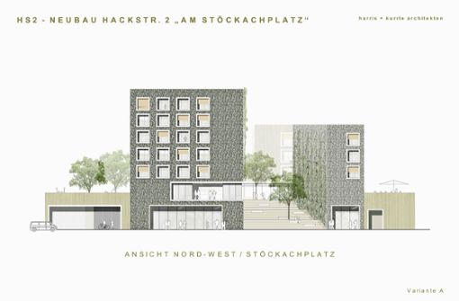 Erste Ideen für mögliche Fassaden am Stöckachplatz Foto: harris+kurrle architekten