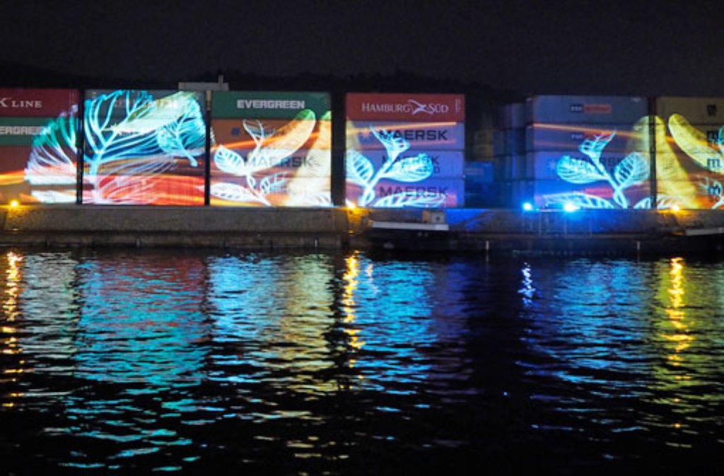 Besonders beeindruckend: Bei der Langen Nacht der Museen gab es am Stuttgarter Hafen eine Lichtshow.