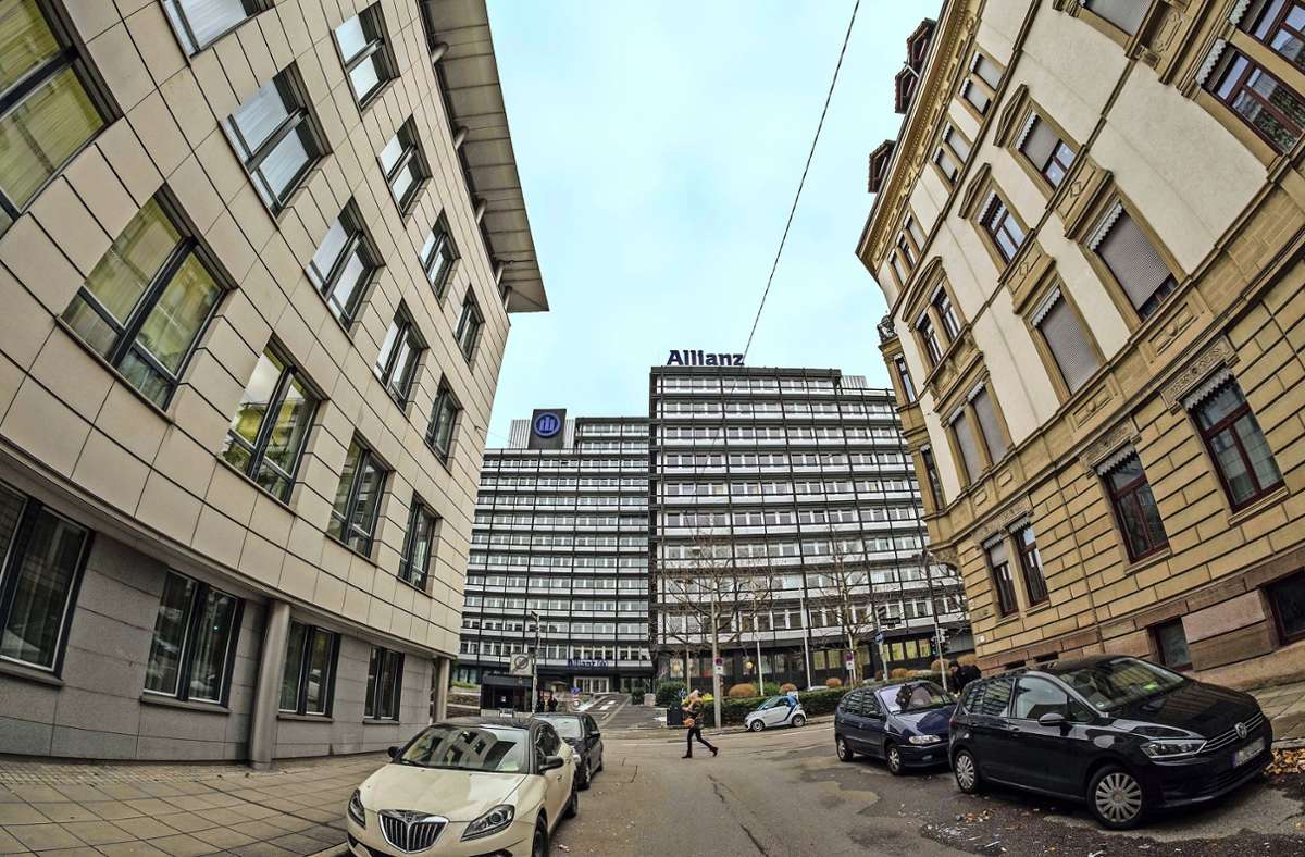 Blick auf die Allianz-Hochhäuser im Stuttgarter Westen