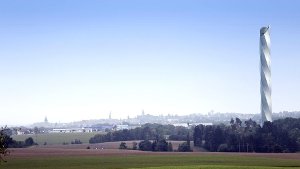 So soll der Testturm auf dem Berner Feld in Rottweil einmal aussehen. Foto: Montage: ThyssenKrupp