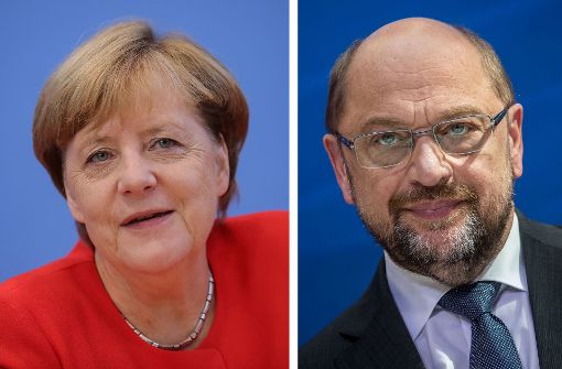 Zwei Mächtige, die in der Provinz aufgewachsen sind: Merkel und Schulz Foto: dpa