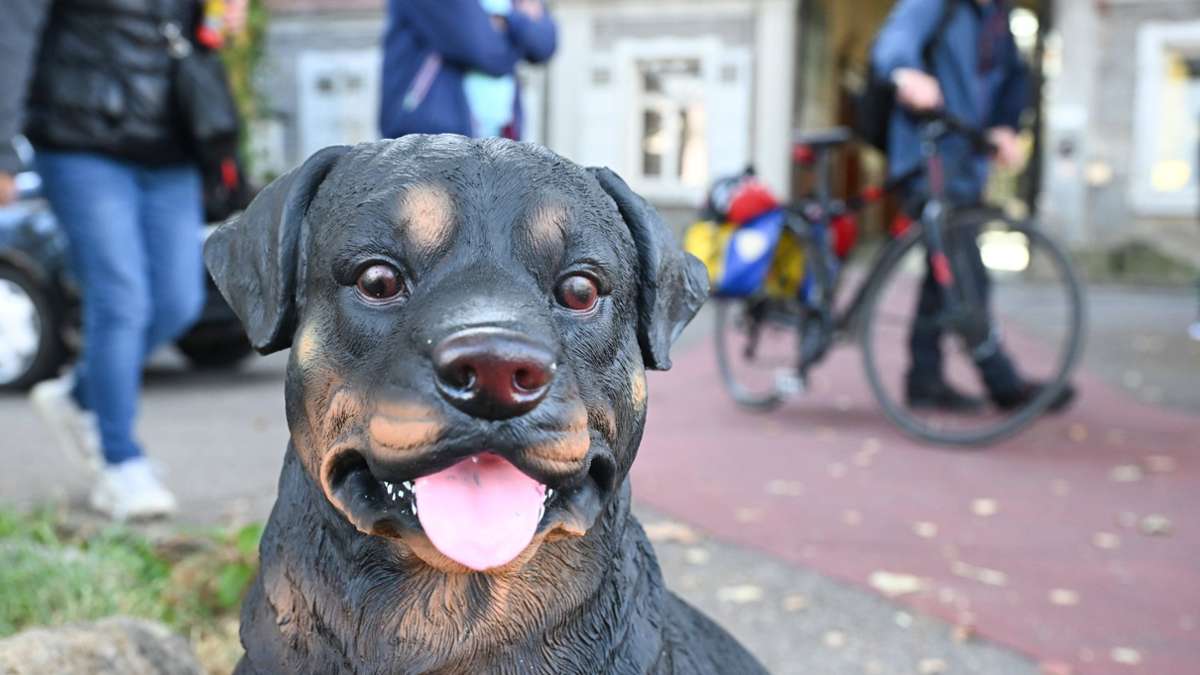 Aktion in Esslingen: Plastikhund kläfft nach Radfahrern – und wird zum Medienstar