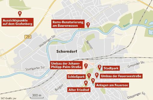Der Plan der Schorndorfer Gartenschau-Anlagen Foto: StZN