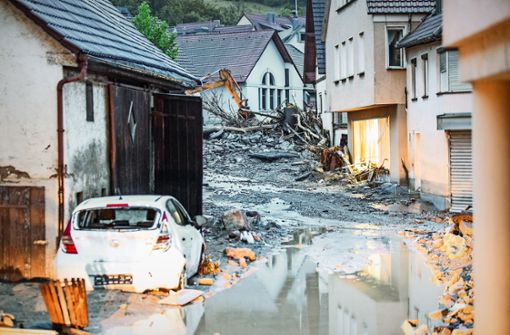 Braunsbach, das im Mai 2016 verwüstet worden war, gilt  als düsteres Symbol für die große Gefahr durch Starkregen. Foto: 7aktuell