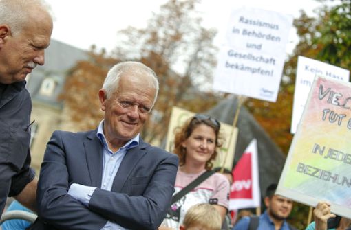 Oberbürgermeister Fritz Kuhn (Grüne) hielt eine Rede auf der Kundgebung „Gemeinsam Vielfalt leben“. Foto: Lichtgut/Leif Piechowski