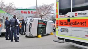 Der Unfall ereignete sich auf dem Parkplatz des Baywa-Baumarktes  in Backnang. Foto: 7aktuell.de/Kevin Lermer