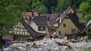 2016 erlebte der Ort Braunsbach in Baden-Württemberg seine Flutkatastrophe. Zwei Bäche verwandelten sich in einen reißenden Strom. Foto: dpa / Marijan Murat