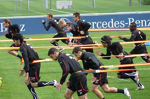 Klicken Sie sich durch die Bilder einer laufintensiven Trainingseinheit des VfB Stuttgart. Foto: Belser