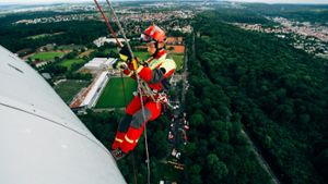 Nichts für schwache Nerven: Abseilen am Stuttgarter Fernsehturm. Foto: 7aktuell.de/Gerlach